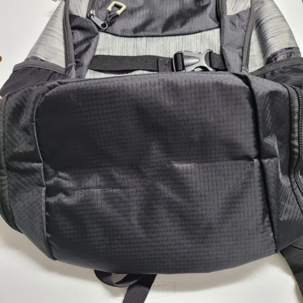 Backpack‎ School Black Gray Padded Pockets Water Bottle Wide Bottom